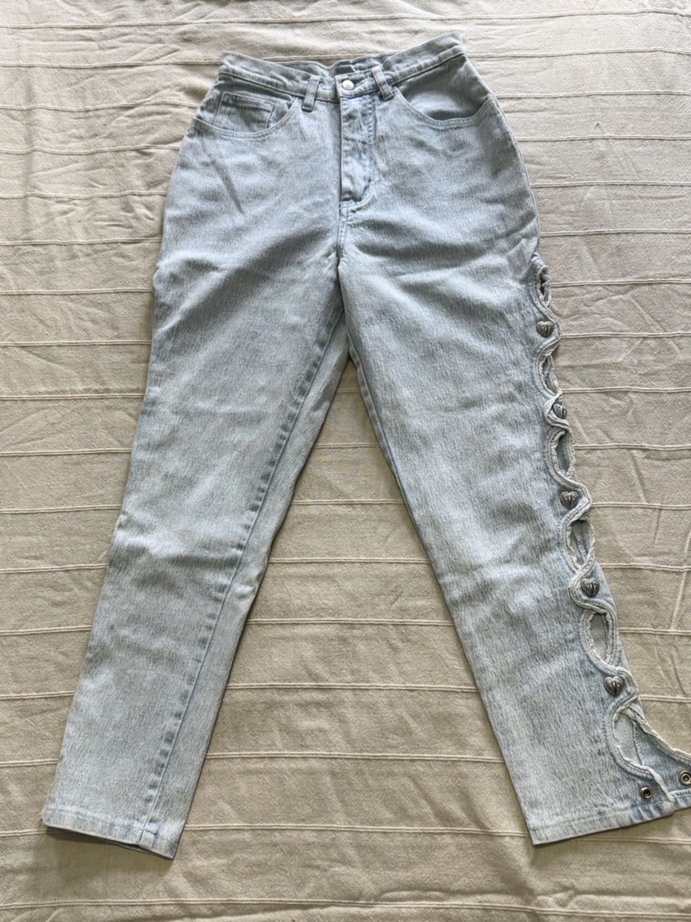 Light Blue Acid Wash High-Rise Jeans with AMAZING Side Cutout Detail